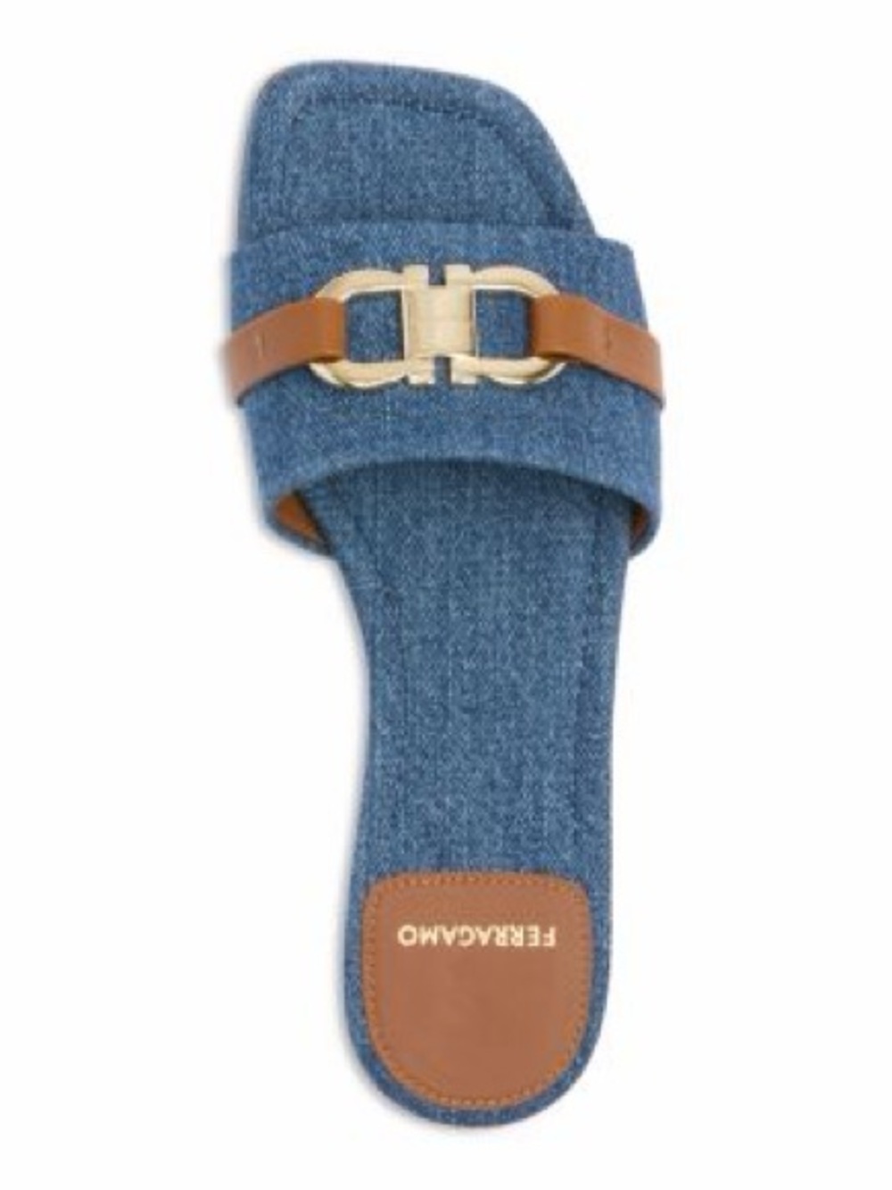 Salvatore Ferragamo Leah Gancini Slide Sandal in Denim NiB size 8.5c